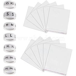 Olycraft 7 Rolls 7 Styles Paper Self-Adhesive Clothing Size Labels Sticker Rolls, for Clothes, Size Tags, Round, with Rectangle OPP Self-Adhesive Bags, XS~3XL, White, Rolls: Stickers: 25mm, 500pcs/roll, 1 style/roll; Bags: 300~400x250~300x0.2mm, 100pcs(DIY-OC0004-34)