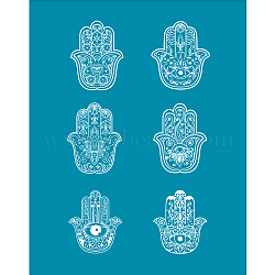 Silk Screen Printing Stencil, for Painting on Wood, DIY Decoration T-Shirt Fabric, Hamsa Hand Pattern, 100x127mm(DIY-WH0341-227)