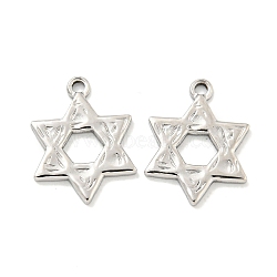 Non-Tarnish 304 Stainless Steel Pendants, Star of David Charm, Stainless Steel Color, 17x13x1.5mm, Hole: 1.6mm(STAS-L278-86P)