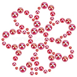 SUNNYCLUE Acrylic Cabochons, AB Color Plated, Half Round, Red, 6~14x3~7mm, 1000pcs/set(MACR-SC0001-05-01)