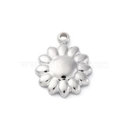 304 Stainless Steel Charms, Anti-Tarnish, Flower Charm, Stainless Steel Color, 10.5x8.5x2.5mm, Hole: 1mm(STAS-S163-08A-P)