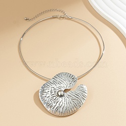 Tibetan Style Alloy Lotus Leaf Pendant Necklaces for Women, Antique Silver, 5.71 inch(14.5cm)(NJEW-Q343-01AS)