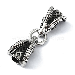 Tibetan Style 304 Stainless Steel Spring Gate Rings, Manual Polishing, Antique Silver, 68mm(FIND-Z046-03AS-02)