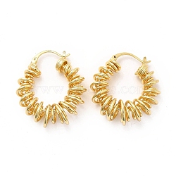 Spring Ring Brass Hoop Earrings for Women, Real 18K Gold Plated, 34x28.5x11mm, Pin: 1.2x0.7mm(EJEW-M026-04G)