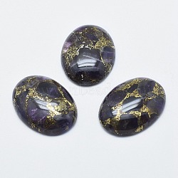 Brass Line Amethyst Cabochons, Flat Oval, 30x22x6mm(X-G-E464-42F)