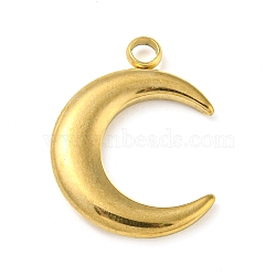 Ion Plating(IP) 304 Stainless Steel Pendants, Moon Charm, Real 18K Gold Plated, 23x17.5x3mm, Hole: 2.8mm(STAS-P341-23G)