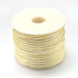 Metallic Stain Beads String Cords, Nylon Mouse Tail Cord, Lemon Chiffon, 1.5mm, about 100yards/roll(300 feet/roll)(NWIR-R024-520)