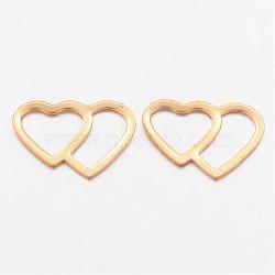 Ion Plating(IP) 304 Stainless Steel Linking Rings, Heart, Golden, 10x13.5x0.5mm(STAS-K111-01G)