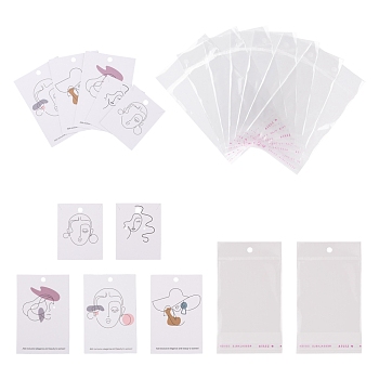 Cardboard Jewelry Display Cards, for Hanging Earring Display, Rectangle with Women Pattern, Women Pattern, Display Cards: 100pcs/box