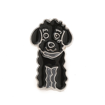 Dog Enamel Pin with Brass Butterfly Clutches, Alloy Badge for Backpack Clothing, Poodle Pattern, 27.5x16.5x10mm, Pin: 1.1mm