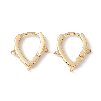 Brass Hoop Earring Findings, with Triple Loops, Teardrop, Cadmium Free & Lead Free, Real 18K Gold Plated, 18.5x16x2.5mm, Hole: 1mm, Pin: 0.8mm