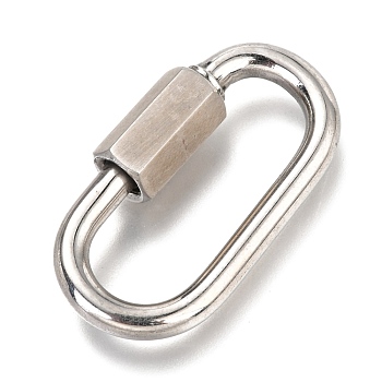 304 Stainless Steel Screw Carabiner Lock Charms, for Necklaces Making, Oval, Stainless Steel Color, 37x20x3.5mm, Inner Diameter: 30x11.5mm
