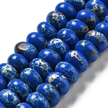 Synthetic Imperial Jasper Dyed Beads Strands, Rondelle, Royal Blue, 8~8.5x5~5.5mm, Hole: 1.2mm, about 76~77pcs/strand, 15.20''~15.47"(38.6~39.3cm)