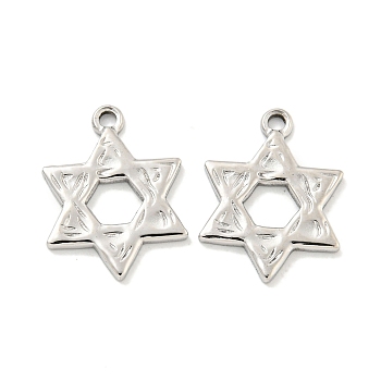 304 Stainless Steel Pendants, Star of David Charm, Stainless Steel Color, 17x13x1.5mm, Hole: 1.6mm