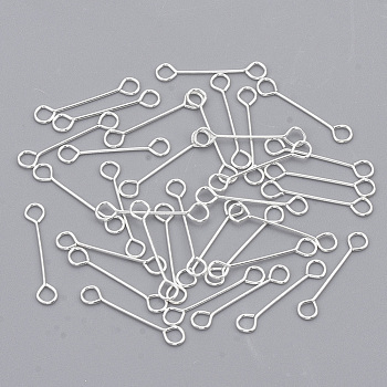 Iron Eye Pins, Double Sided Eye Pins, Silver, 15x0.40mm,Hole:1.80mm