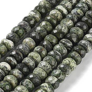 Natural Silver Line Jasper Beads Strands, Faceted, Rondelle, 5.5~6x3.5~4.5mm, Hole: 0.9mm, about 101pcs/strand, 15.63''(39.7cm)