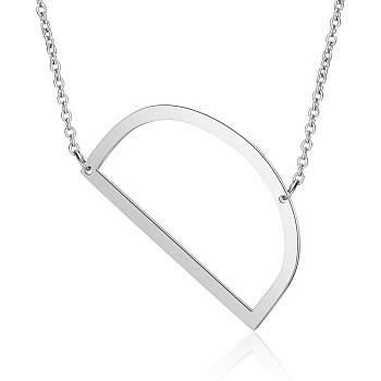 201 Stainless Steel Initial Pendants Necklaces, with Cable Chains, Letter, Letter.D, 17.3~18.3 inch(44~46.5cm)x1.5mm, LetterD: 37.5x22x1mm