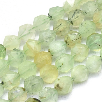 Natural Prehnite Beads Strands, Faceted, Round, 10~10.5x9.5mm, Hole: 1.2mm, about 38pcs/strand, 14.96 inch(38cm)