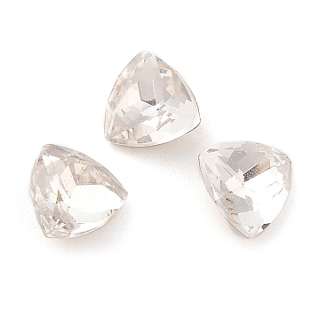 Glass Rhinestone Cabochons, Pointed Back & Back Plated, Faceted Triangle, Clear, 7x7x4mm