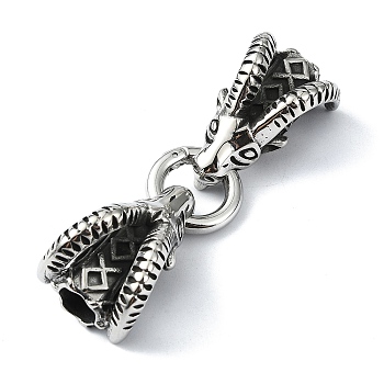 Tibetan Style 304 Stainless Steel Spring Gate Rings, Manual Polishing, Antique Silver, 68mm