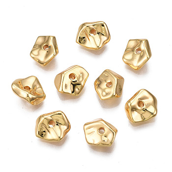 Brass Beads, Cadmium Free & Nickel Free & Lead Free, Imitation Stone Chip, Real 18K Gold Plated, 9x7.5x3.5mm, Hole: 1.2mm
