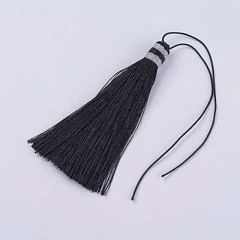 Nylon Thread Tassel Big Pendant Decorations, Black, 100x10mm