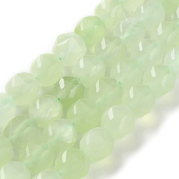 Natural New Jade Beads Strands, Double Star Cut Facet Round Beads, 8.5~10.5x9~10.5mm, Hole: 0.8mm, about 40~42pcs/strand, 15.43~15.94 inch(39.2~40.5cm)