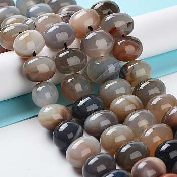 Natural Agate Beads Strands, Dyed & Heated, Egg, Camel, 15~17x11~12mm, Hole: 1.6mm, about 14~15pcs/strand, 6.69~6.89 inch(17~17.5cm)