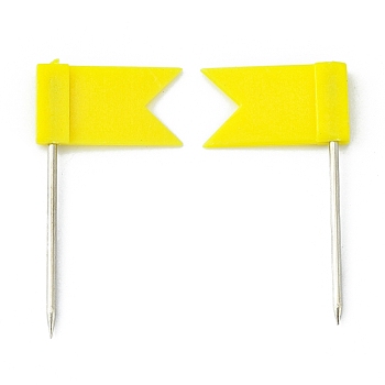 Plastic Map Pins, Drawing Push Pins, Flag Thumbtack, Office & School Supplies, with Steel Pins, Yellow, Flag: 18x11mm, Pin: 23mm