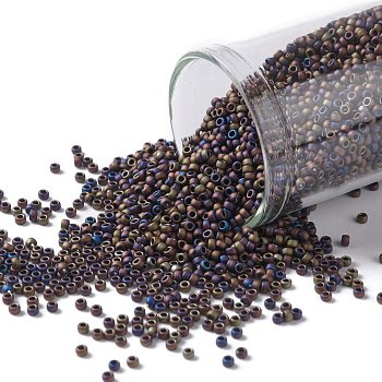 TOHO Round Seed Beads, Japanese Seed Beads, (615) Matte Color Iris Purple, 15/0, 1.5mm, Hole: 0.7mm, about 3000pcs/bottle, 10g/bottle