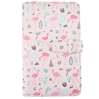 PU Imitation Leather Cover PVC Photo Album, Photo Card Storage Holders with 96 Pockets, Rectangle with Flamingo Print, Pink, 190x121x27mm, pocket: 84.5x54.5mm, 3 pockets/page