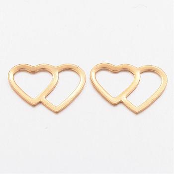 Ion Plating(IP) 304 Stainless Steel Linking Rings, Heart, Golden, 10x13.5x0.5mm