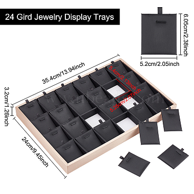 24-Slot Imitation Leather Cover with Wood Necklace Display Trays(NDIS-WH0003-011)-2