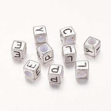 6mm Silver Cube Acrylic Beads
