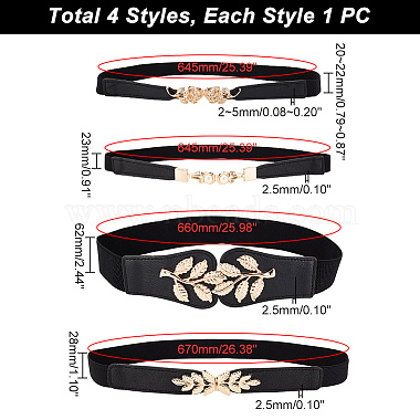 4Pcs 4 Style Imitation Leather Elastic Chain Belt(AJEW-GA0006-22B)-2