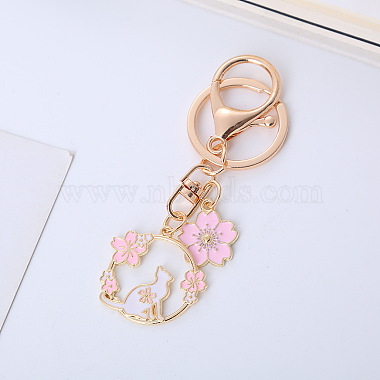 Pink Cat Shape Alloy Keychain