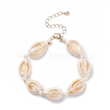 Natural Cowrie Shell Braided Beaded Bracelet for Women(BJEW-JB08036)-4