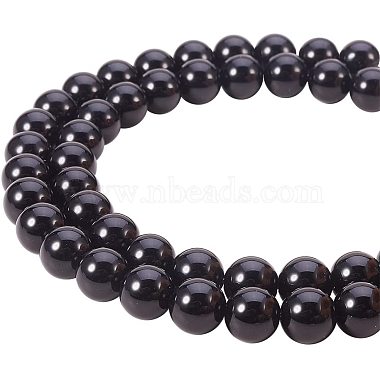 8mm Black Round Obsidian Beads