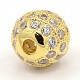 CZ Jewelry Brass Micro Pave Cubic Zirconia Round Beads(ZIRC-M024-04G)-2