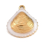 304 Stainless Steel Enamel Pendants, Shell Shape Charms, Golden, 21x20x4.5mm, Hole: 1.6mm(STAS-G392-07G)