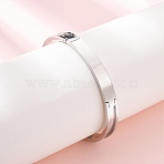 304 Stainless Steel Grooved Bangle Base, Blank Hinged Cuff Bangles, Leather Inlay Bangle Making, Stainless Steel Color, Inner Diameter: 2.50x2.15 inch(6.35x5.45cm), Slot: 8mm(SA-CBACA70-04P)