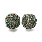 Brass Rhinestone Beads, Lead Free & Cadmium Free, Rack Plating, Round, Golden, 26x25.5mm, Hole: 4.5mm(KK-D295-07G-01)