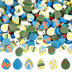 350Pcs Handmade Polymer Clay Beads, Easter Egg, Mixed Color, 10x8.5x4.5mm, Hole: 1.6mm(CLAY-PA0001-46)
