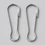 304 Stainless Steel Push Gate Snap Keychain Clasp Findings, Stainless Steel Color, 38x13x2.5mm(STAS-WH20010-005P-06)