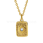 Stylish 304 Stainless Steel Sunbeam Pendant Necklaces for Women Daily Wear, Real 18K Gold Plated, 17.72 inch(45cm)(YM0399-7)