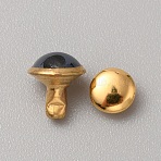 Round Brass Semi-Tublar Rivets, Collision Rivet, with Glass, for Purse, Bags, Boots, Leather Crafts Decoration, Golden, Gray, 9x7.5mm, Pin: 2.7mm, Cap: 5.5x3mm, Hole: 2.5mm(FIND-WH0423-44J)