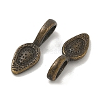 Tibetan Style Alloy Glue-on Flat Pad Bails, Cadmium Free & Nickel Free & Lead Free, Antique Bronze, 21x7x2mm, Hole: 3.5x6.5mm(X-TIBEP-Q064-183AB-NR)