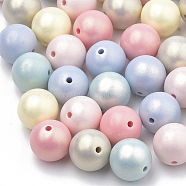 Spray Painted Style Acrylic Beads, Rubberized, Round, Mixed Color, 10mm, Hole: 1.5mm(X-MACR-T010-10mm)