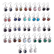 Gemstone Chameleon Dangle Earrings with Crystal Rhinestone, Platinum Brass Jewelry for Women, 39mm, Pin: 0.7mm(EJEW-A092-10P)