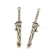 Tibetan Style Zinc Alloy Pendants, Sword, Lead Free & Cadmium Free, Antique Silver, 44.8x8x3mm, Hole: 2mm, about 227pcs/500g(TIBEP-R334-215AS-RS)